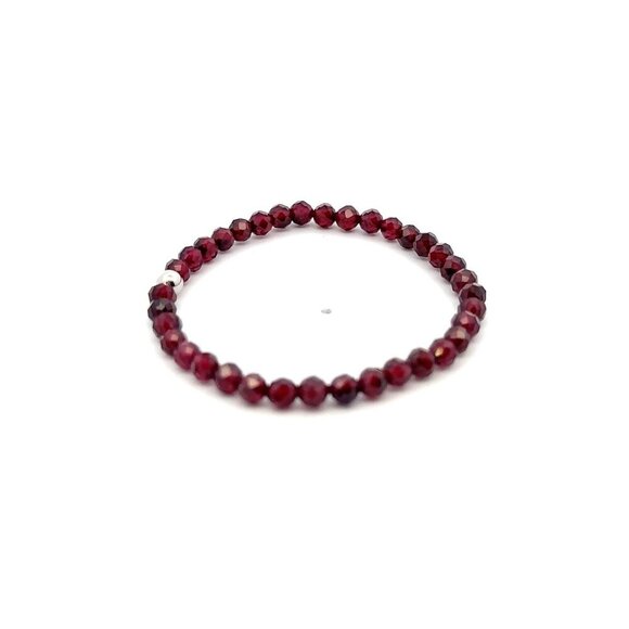 Natural Garnet Gemstone Mini 3mm 18K White Gold Charm Bead January Birthstone - Picture 3 of 5